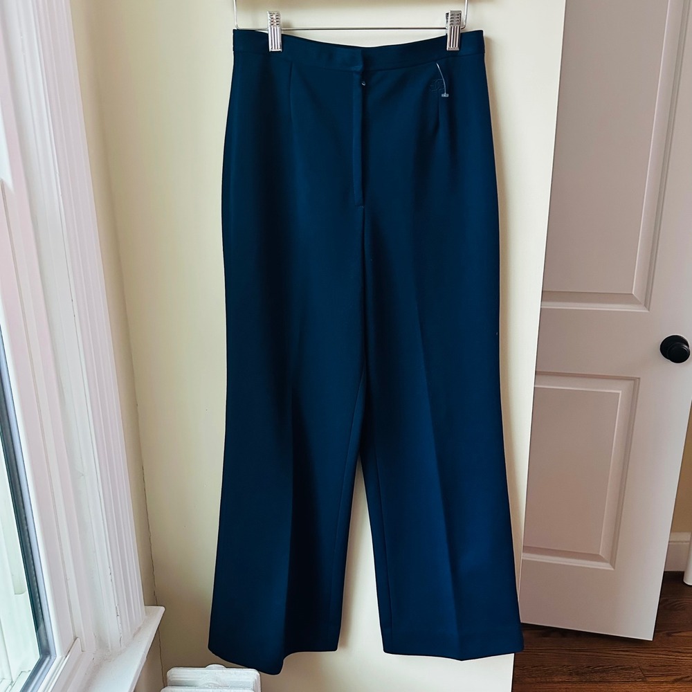 Givenchy Paris New York Vintage 80s 90s Navy Wide‎ Leg High Waist Trousers Pants - Picture 2 of 8